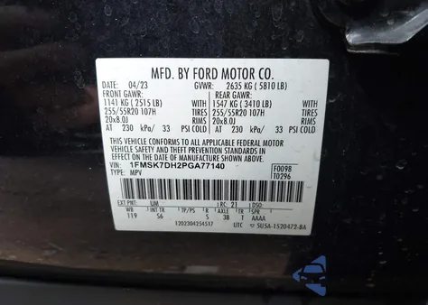 2023 Ford Explorer Xlt z USA, uszkodzony, nr VIN 1FMSK7DH2PGA77140